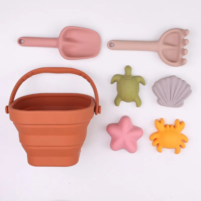 Sea Summer Toys New Product Creative Foldable Barrel Sand Shovel Children's Toy Set Environmentally Friendly Silicone Beach Toy