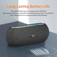 Cyboris 60W Powerful Wireless Bluetooth Speaker Portable Fabric Subwoofer Waterproof with RGB Light HIFI Stereo TWS TF Soundbox
