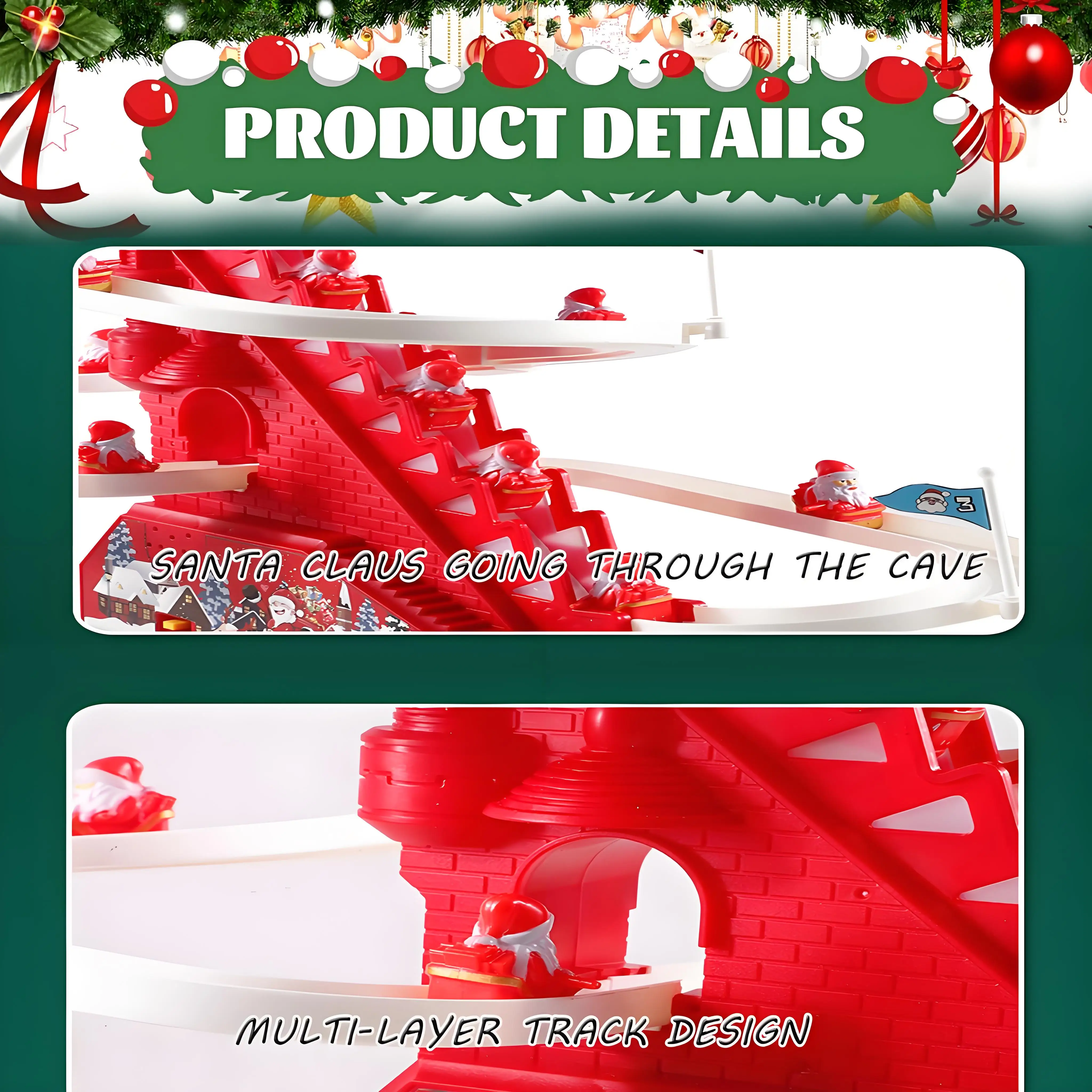 Auto-Climbing Santa Toy with LED & Music | Interactive Race Game for Kids | Festive Holiday Play for Ages 3-6