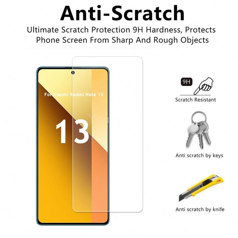 For Xiaomi Redmi Note 13 Glass Redmi Note 13 Tempered Glass Screen Protector Film 9D Camera Protector Film Redmi Note 13 Glass