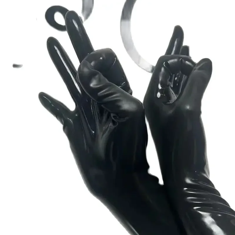 women gloves fetish latex  pants rubber underwear  wetlook  female catsuits maid cosplay