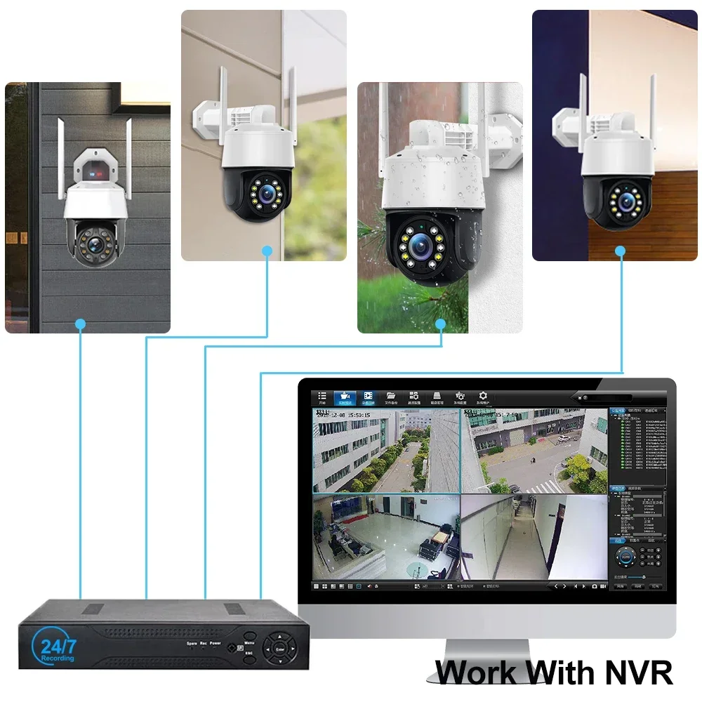 2K 5MP IP Camera Outdoor 1080P 30X Zoom Wifi Survalance Cam Ai Human Detect 8 Point Cruise Night Vision CCTV Security Protection