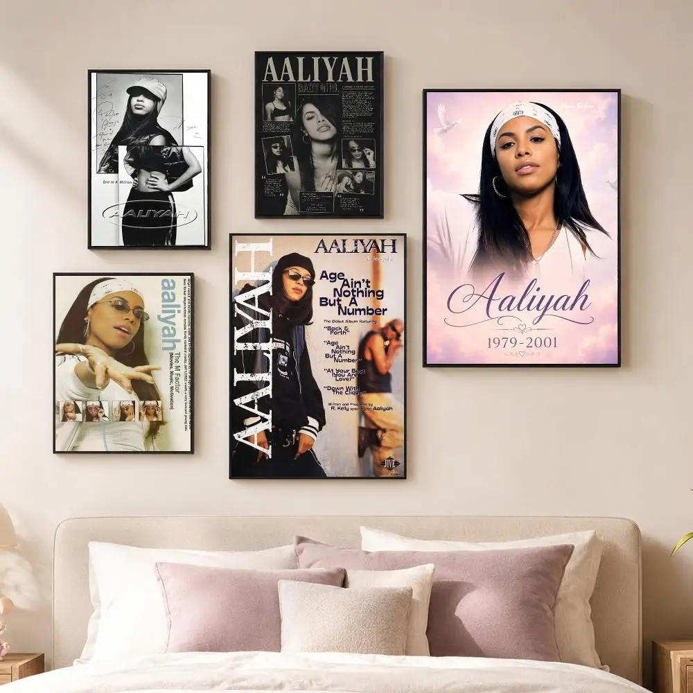Singer A-Aaliyah Album Cover Poster Vintage PP Paper Wall Art Home Decor Print for Bedroom Living Room Aesthetic Gift