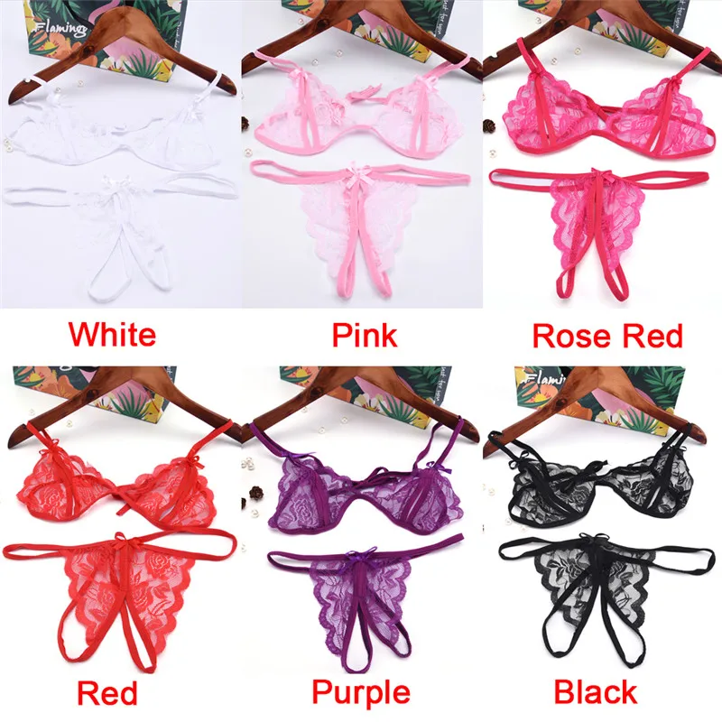 Lingerie Open Bra Crotch  Lace Transparent Women Erotic Sexy Underwear Baby Doll 4 Color