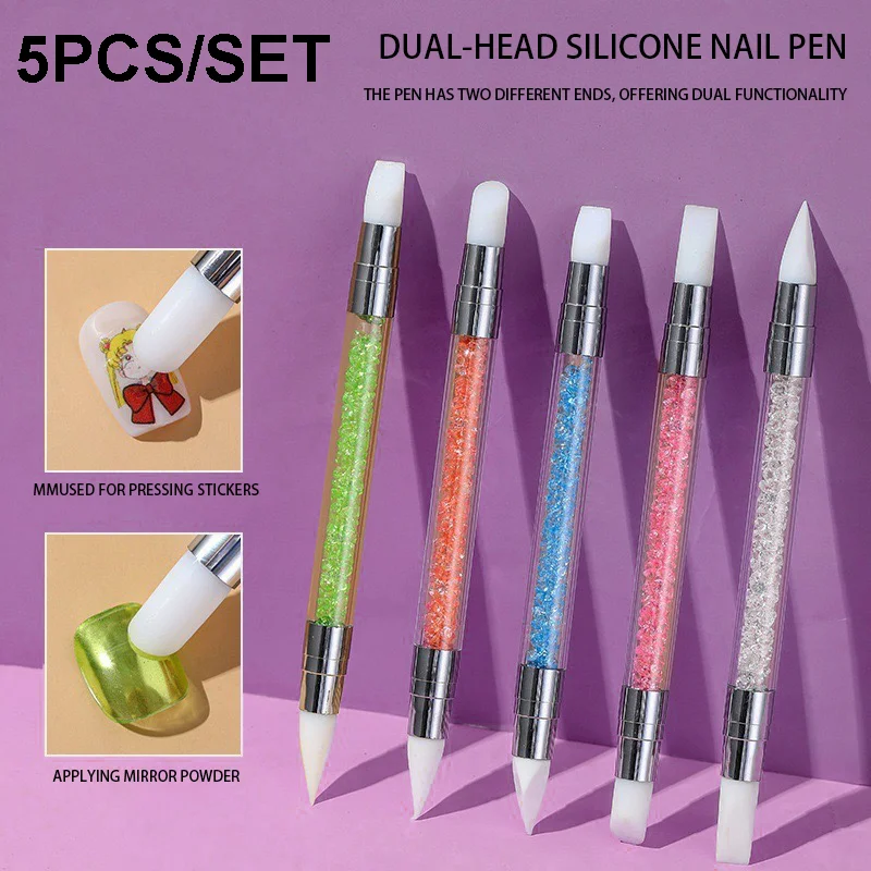 

5PCS/SET 2-Headed Silicone Nail Brush Head, Flower Silicone Brush Head, Multipurpose Brush, Silicone Brush Head, Rubber Brush