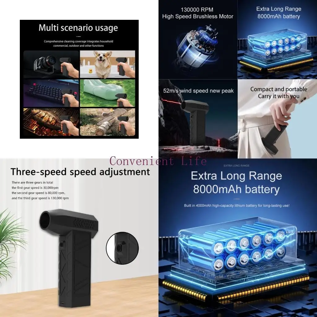 

L1EE High Performances Handheld Fan Sturdy Low Noise Violent Fan Handheld Brushless Fan for Efficient Air Circulations