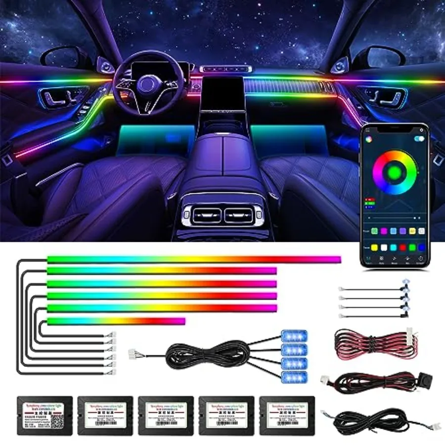 

Dreamcolor Acrylic Interior Car Lights, in 1 LED Strip with APP Control and 213 Color Modes, Decorative Car Ambient Lighting Ki