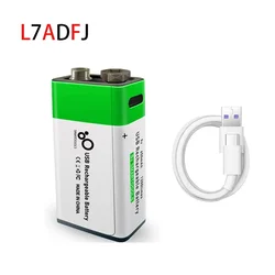 1-4pcs 9V 6F22 Battery 650mah Type-C Rechargeable Battery For RC Helicopter Model Microphone Li-po Batteries With Charging Cable