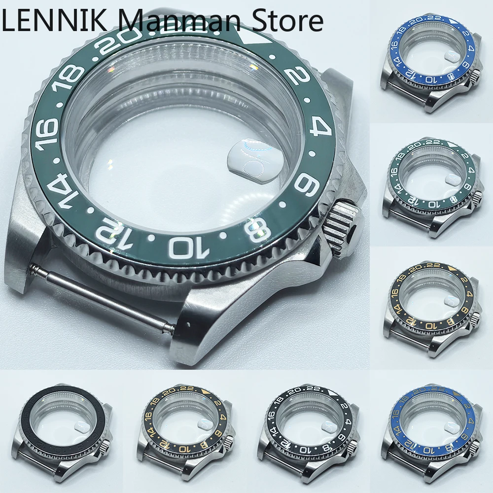 NH35 Cases 40mm Black PVD Case  SUB Black Fit ETA2836 NH35/36 Mingzhu DG2813/5833 Miyota 8215/8205 Back Transparent Glass