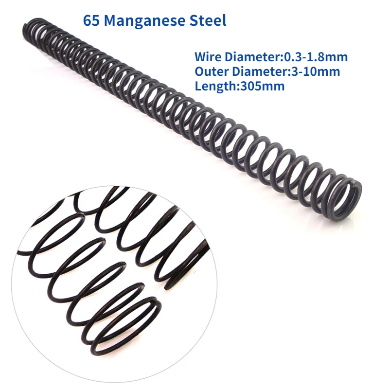 Y-type Compression Spring 65 Manganese Steel Pressure Spring Wire Diameter 0.3/0.4/0.5-1.8mm Length 305mm