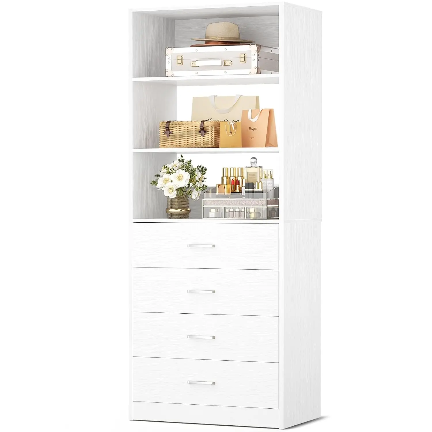 Wood Closet Organizer 4 Drawers 21.3in Storage System, Customized
