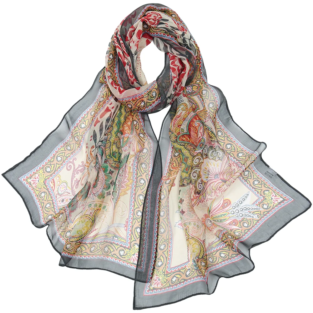 

Breathable Women Scarf Silky Soft Floral Printed Transparent Shawls Scarves Summer Ladies Wraps For Beach