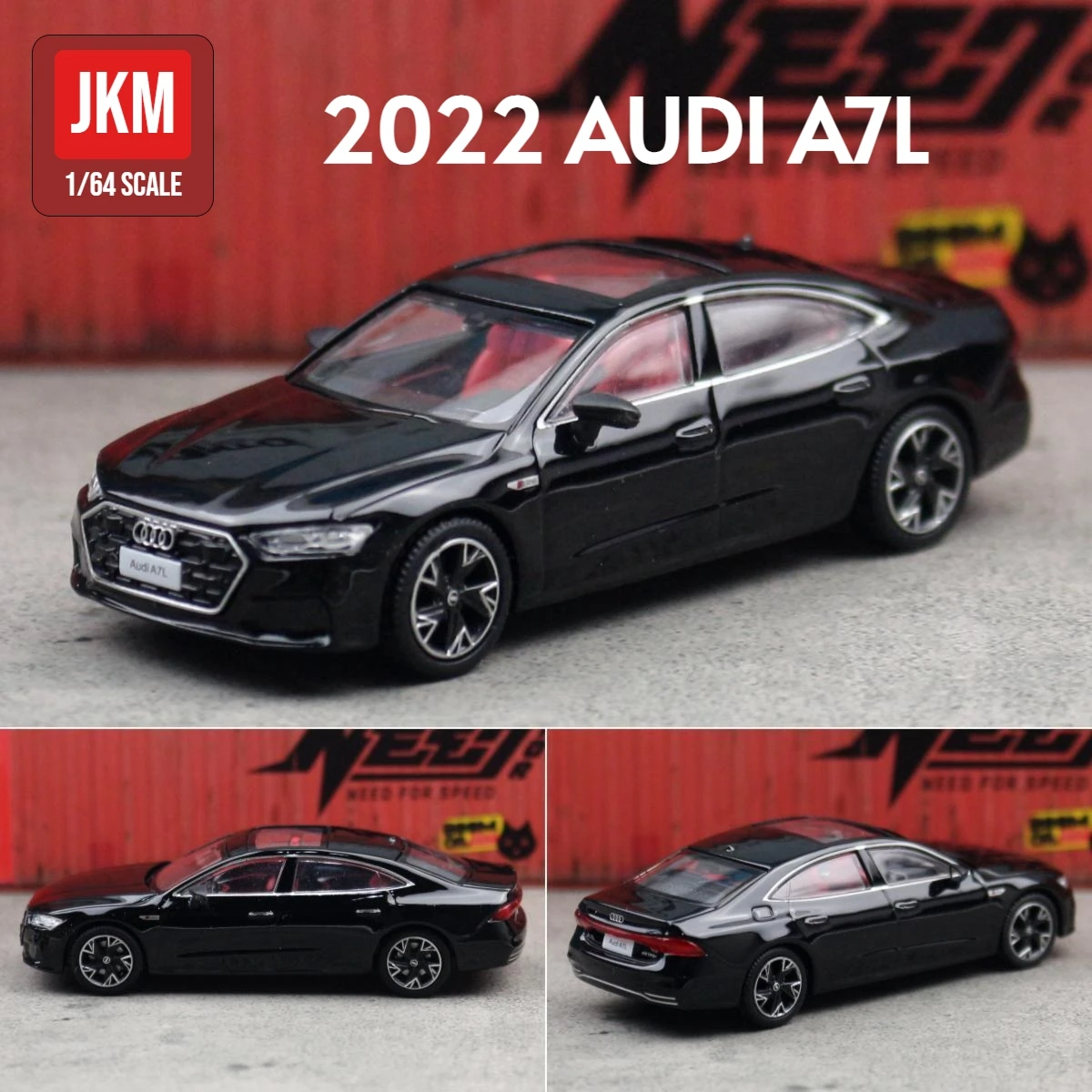 1/64 改　AUDI A8L アルミ深リム　アウディ　カスタム　ローダウン 1/64 アウディ A8L セダンミニチュアモデル JKM 1:64 フリーホイール