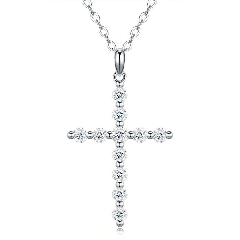 

ZFSILVER Модное классическое серебряное ожерелье с крестом из муассанита 925 пробы для женщин, аксессуары, украшения для вечеринок, подарок P17169