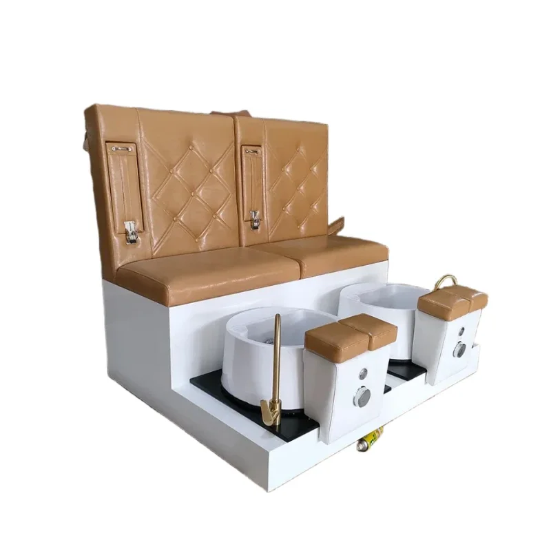 Double seat leather base foot spa table, suitable for salon nail salons