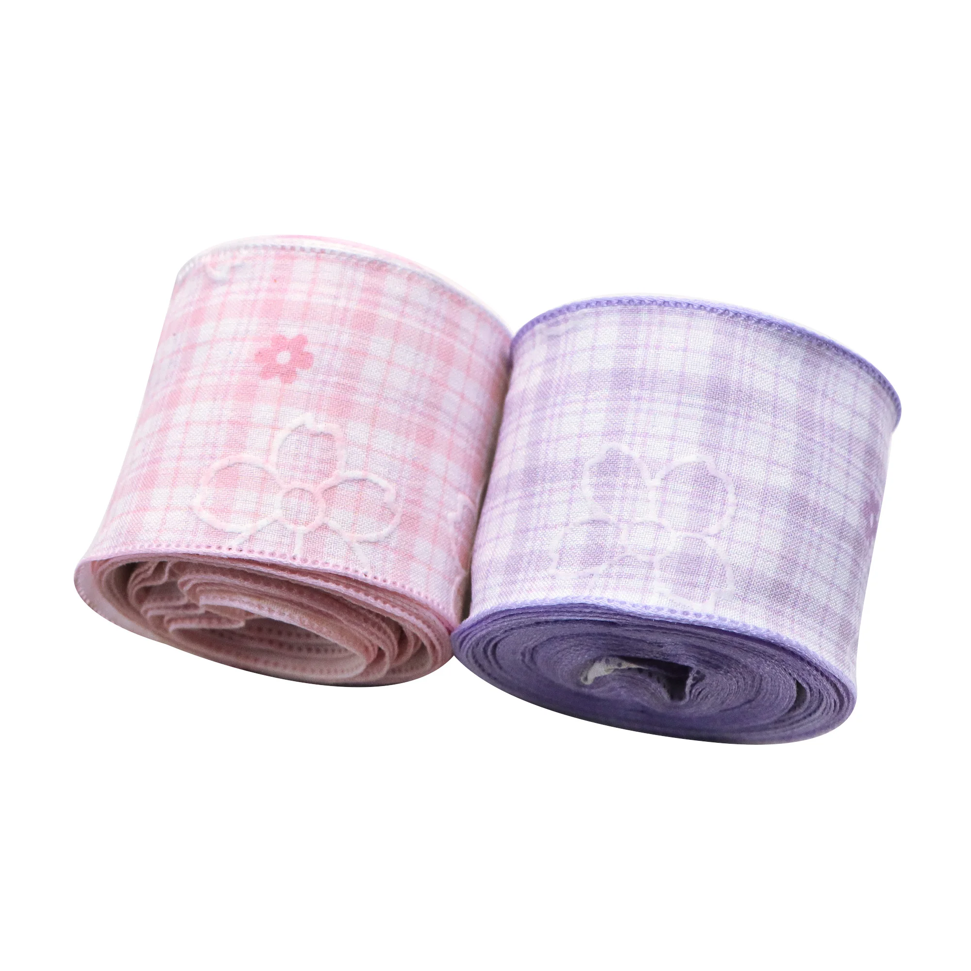 5 Yards/roll Pink Purple Small Floral 1.5inch/38mm Ribbon Plaid Webbing Edging Ribbon Clothing Additions