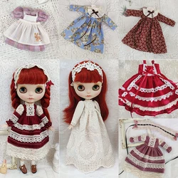 Yeni Blyth Şarap Kırmızı Beyaz Elbise Bebek Blyth oyuncak bebek giysileri Prenses Elbise Beyaz Dantel Ile Ymy Licca Azones Ob24 Ob27 Fr Bebek