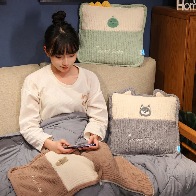 

Одеяла для сна, чехол для дивана, плюшевая игрушка, подушки для путешествий, автомобиля, теплая одеяло для офисной комнаты, портативная подушка, одеяло