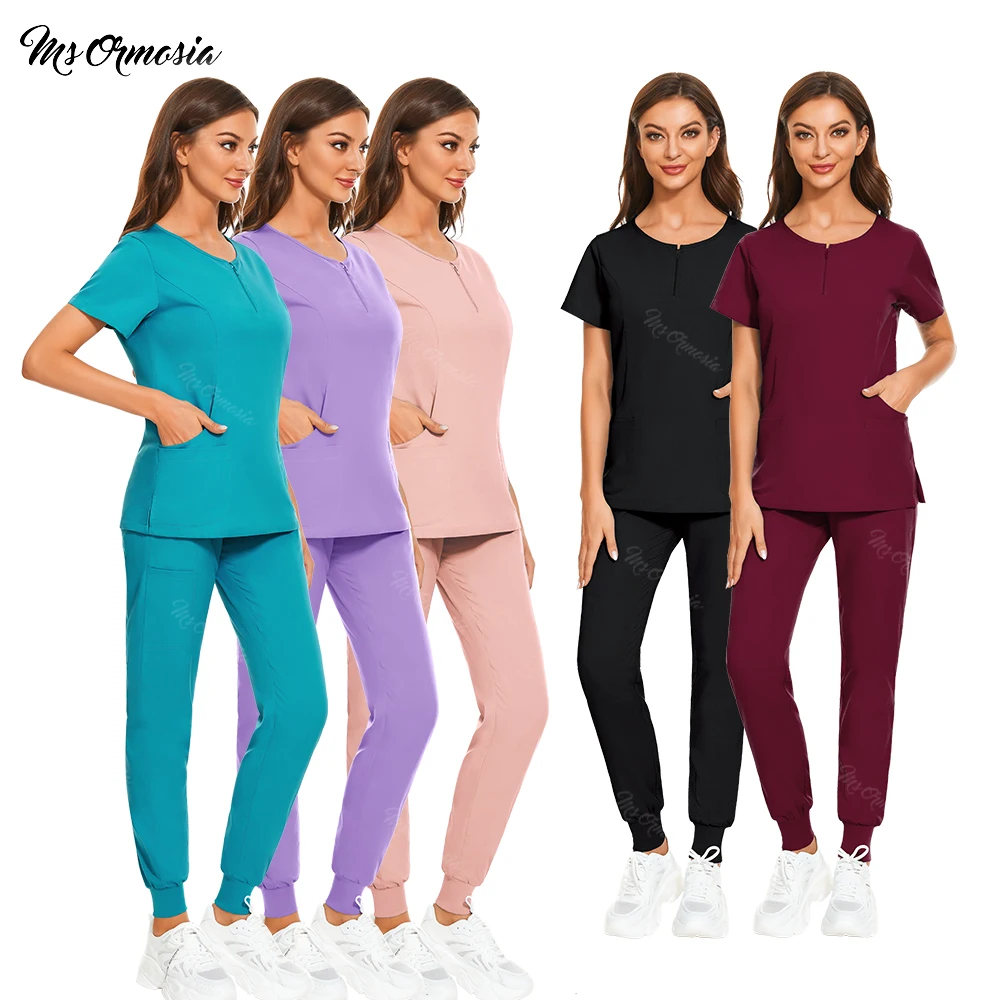 

Medical Uniforms Women Scrubs Sets Tops Pant Surgical Gowns Nurses Accessories Pet Shop Doctor Beauty Spa Salon Wokrwear Clothes