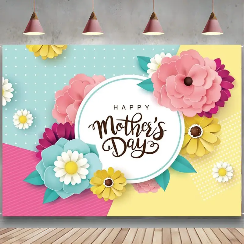 Mother's Day Backdrop Happy Mother's Day Party Bridal Shower Photo Booth Studio Props Birthday Background Decor Supplies