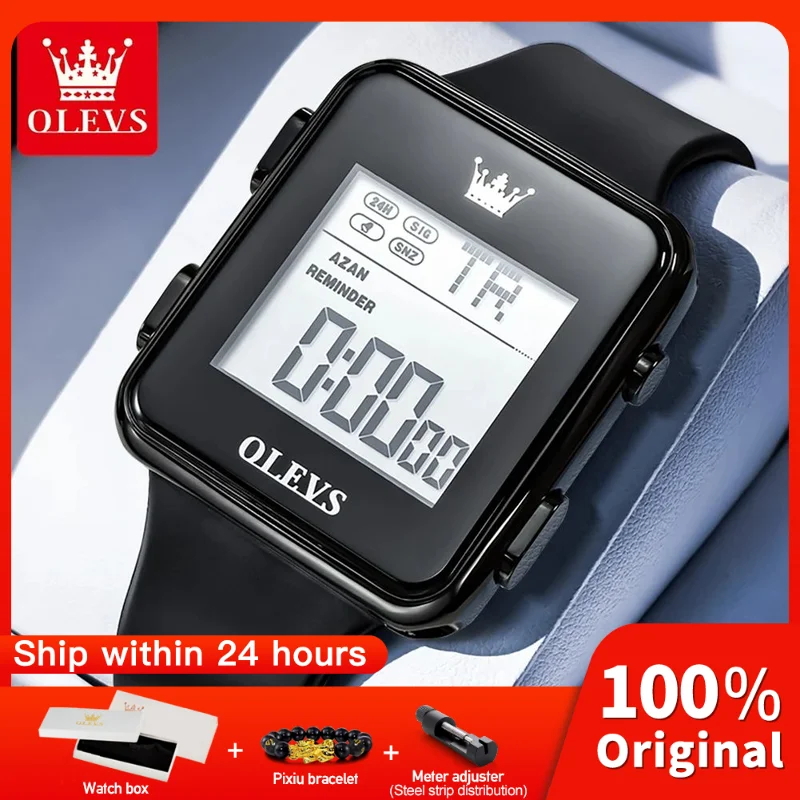 

OLEVS 1105 Mens Watch Original Electronic Watch Silicone Strap Waterproof Luminous Multifunctional Chronograph Watch Mens Gifts
