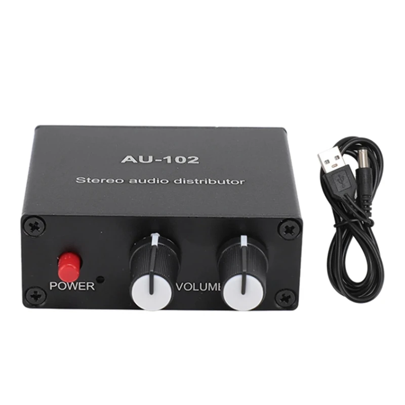 

New 2 Channel Sound Amplifier 1 Input 2 Output 3.5Mm Alone Control Stereo Sound Distributor Sound Preamplifier