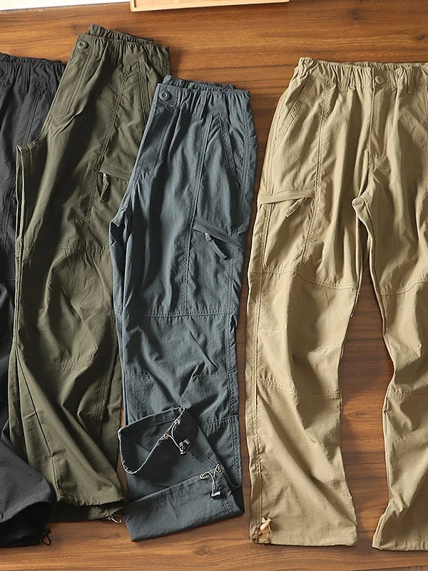 

Men's Outdoor Qui Dry Straight Leg Work Trousers Faionable Urban Sle High Waist Zipper Fly Casual Pants Khaki Color