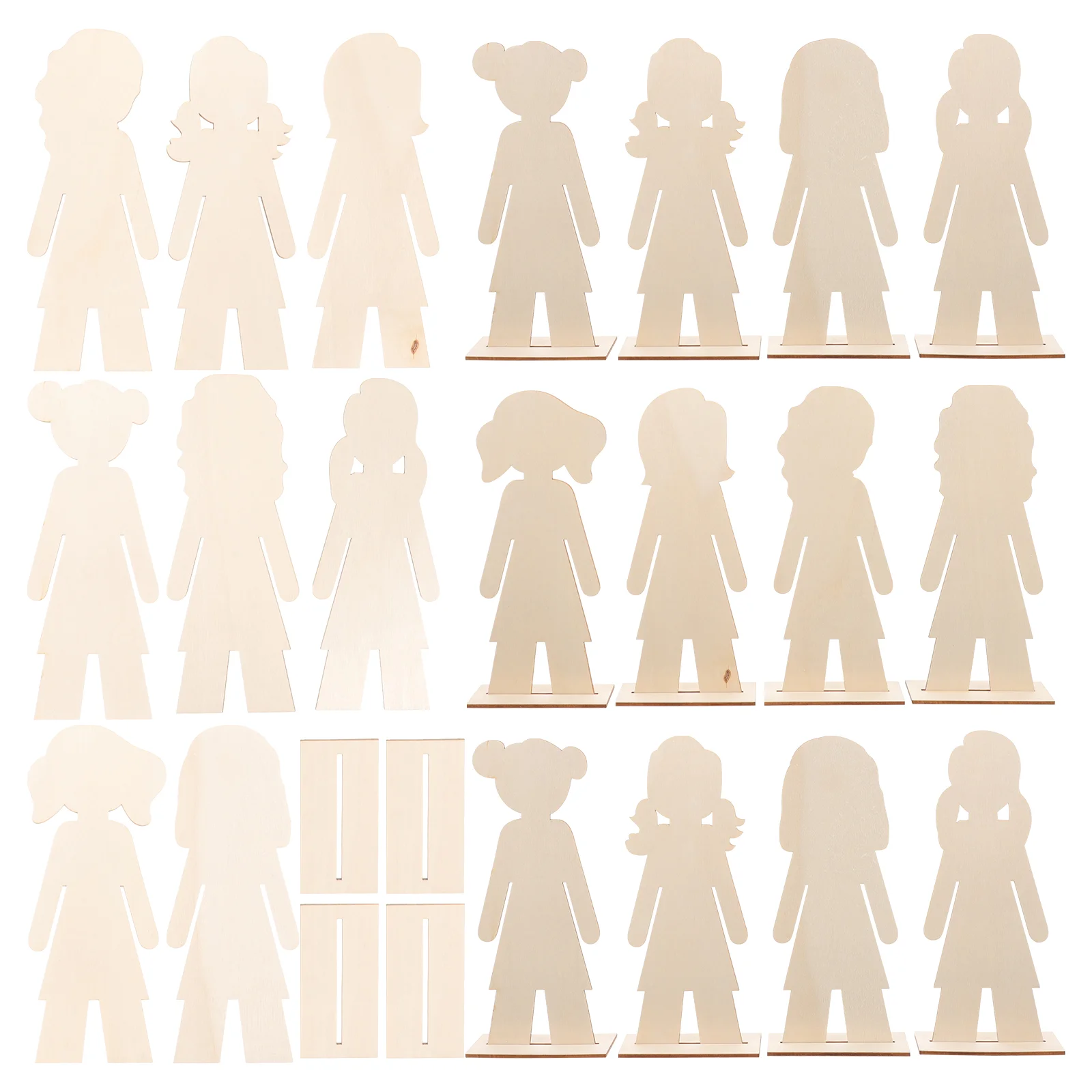 

20 Pcs Children's Handmade Wood Chips Wooden People Tags Craft Blank Graffiti Slices Unfinished