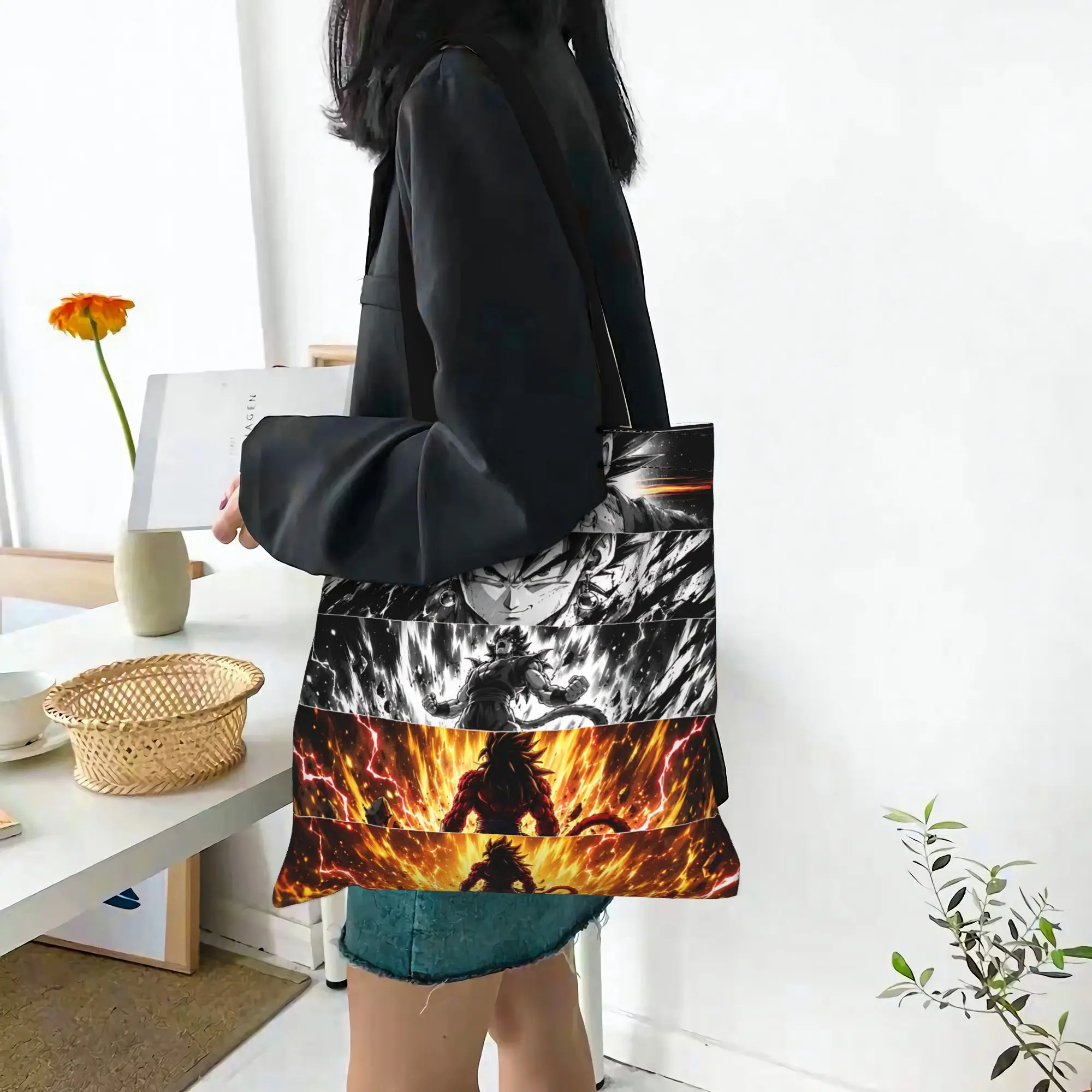 Fashion Dragon Ball Theme Women's Bag Shopping Bag Shonen anime Canvas Tote Bag Women'S Shoulder Handbag Christmas Gift