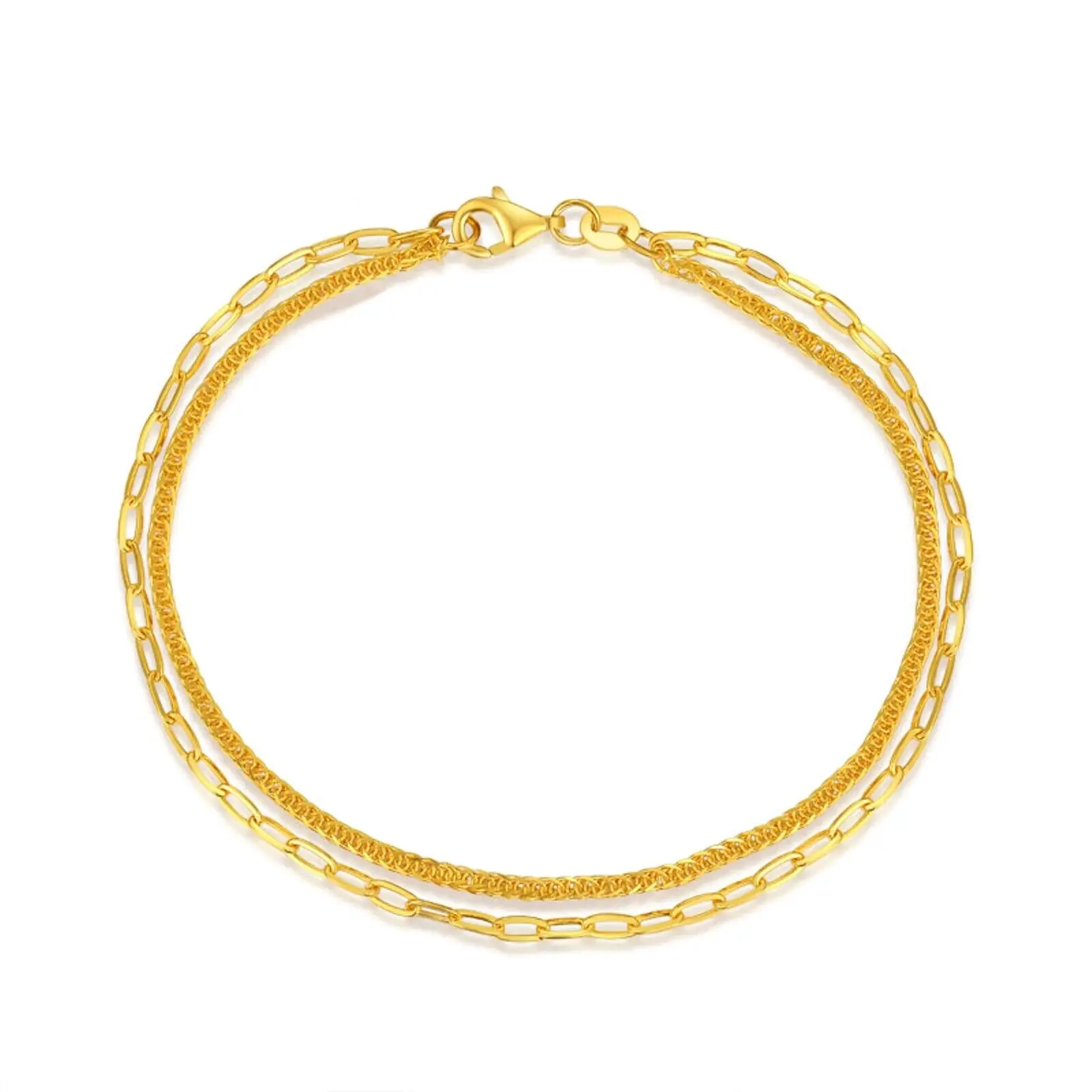 999 Pure 24K Yellow Gold Bracelet Women Solid 5G Crafts AD Design Wheat Cable Link 2.2mm/3.8mm Lobster Clasp Bracelets 16-26cm