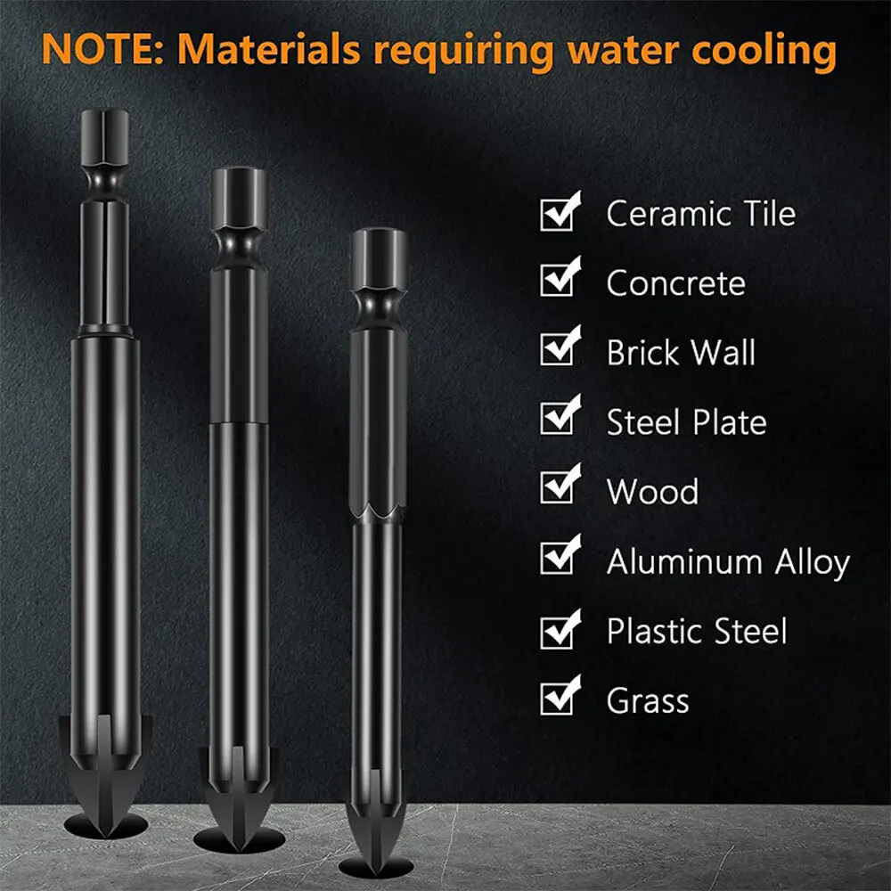 6 Pcs/Set 4-12mm Cemented Carbide Cross Hex Tile Glass Ceramic Drill Bits Set Efficient Drilling Tool Hole Opener for Wall