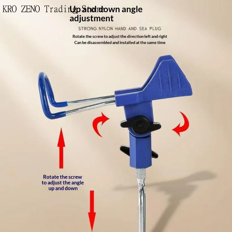 1 Set Heavy Duty Portable Foldable Stand 360° Adjustable Fishing Rod Holder With Ground Spike For Bank & Catfishing view 3