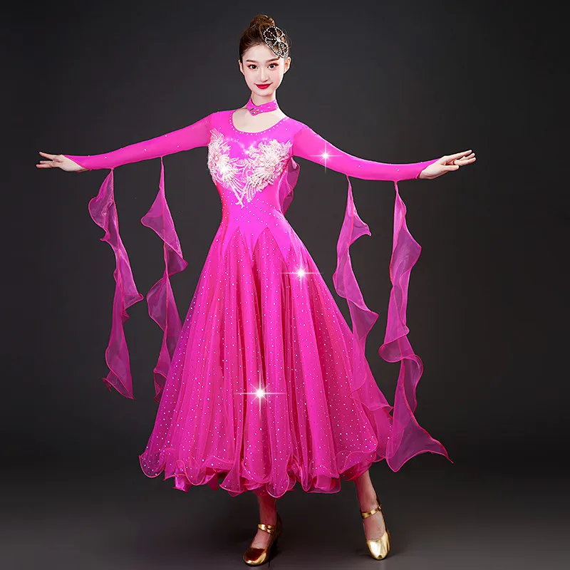 

2022 Newest Women Ballroom Dance Dress Waltz Adult Modern Ball Costumes Tango Rumba Costumes