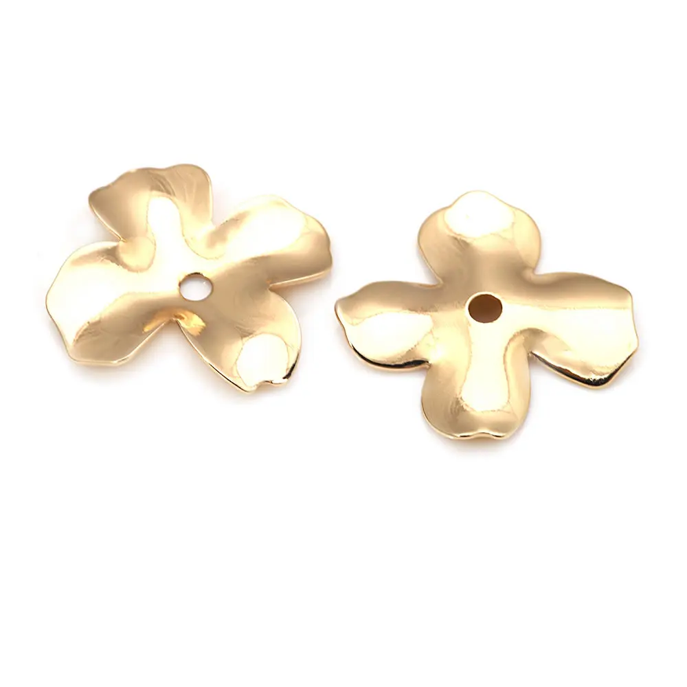 18K Gold Color Brass Flower Beads Caps High Quality Diy Jewelry Making Bracelet Necklace Earrings Accessories for Women