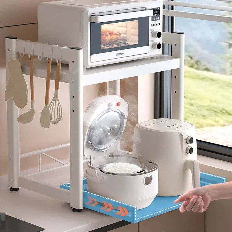 

Countertop Pull-out Rice Cooker Rack Multifunctional Kitchen Shelf Height Adjustment Oven Partition Holder Heighten Storage Rack