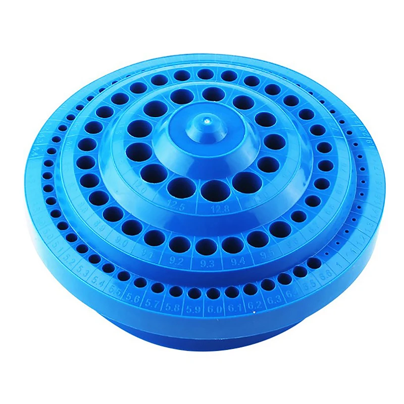 Hot 1pcs Round Shape Plastic Hard 100pcs 1-13mm Drill Bit Storage Case Stand Blue Hole Bore Plastic Organizer Container Box