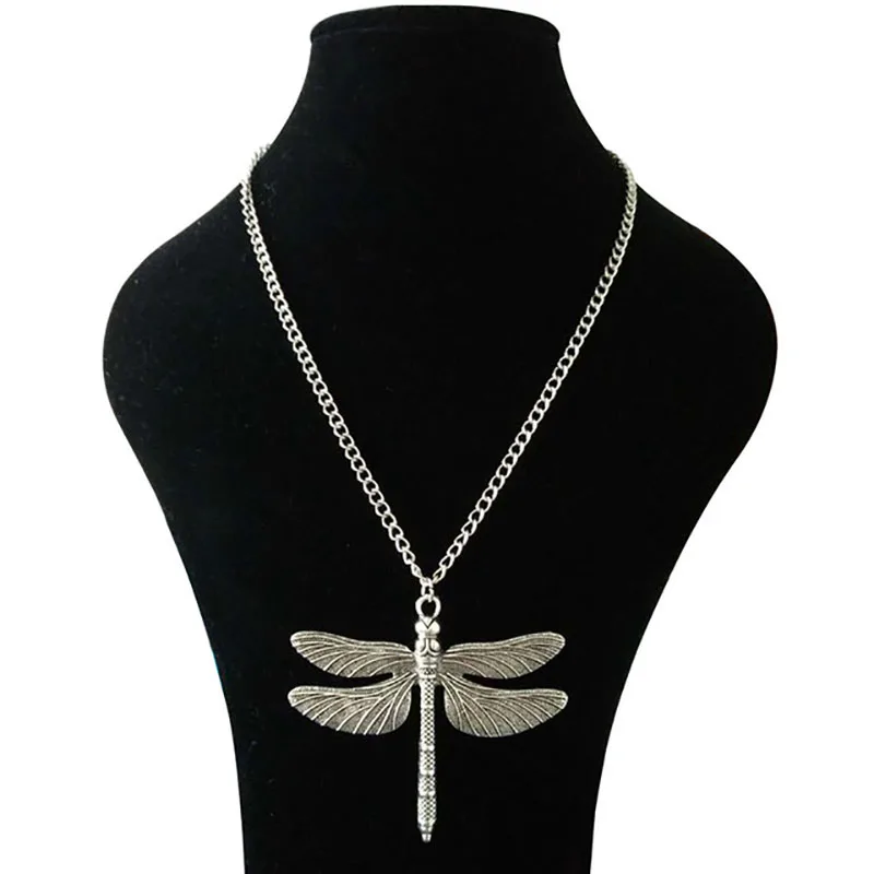 1 x Tibetan Silver Large Big Abstract Dragonfly Pendants Necklaces Adjustable Length Long Link Chain Jewelry Choker