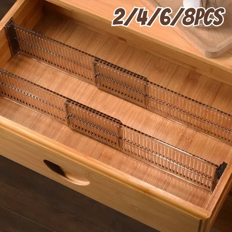 2/4/6/8PCS Plastic Drawer Divider Set Home Drawer Storage Dividers Drawer Dividers for Storage and Organization Free Combinatio