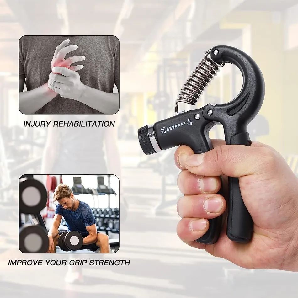 WOSWEIR 5-60Kg Gym Fitness Hand Grip Men Adjustable Finger Heavy Exerciser Strength for Muscle Recovery Hand Gripper Trainer