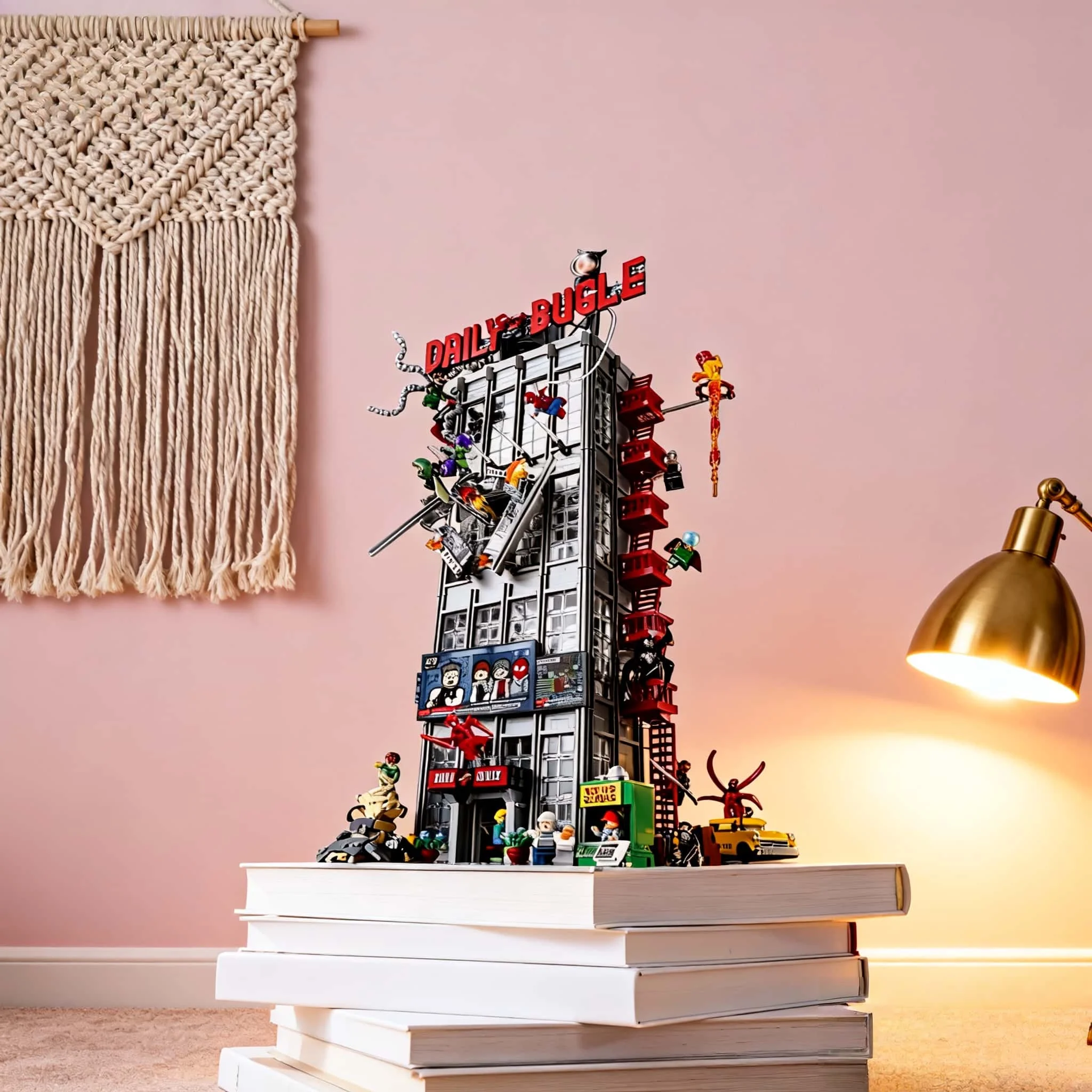 

2026 new home decoration MOC funny color cute building 3942PCS street view set red gray color bugle classic puzzle modular build