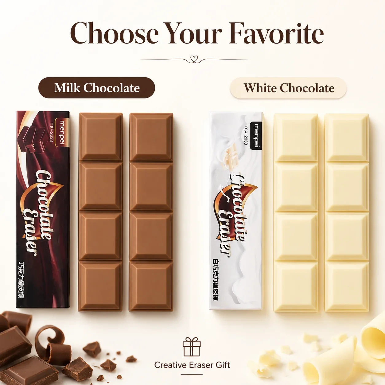 Creative Funny Chocolate Eraser, Cute Novelty Eraser for School, High Beauty Student Gift Prize Supplies