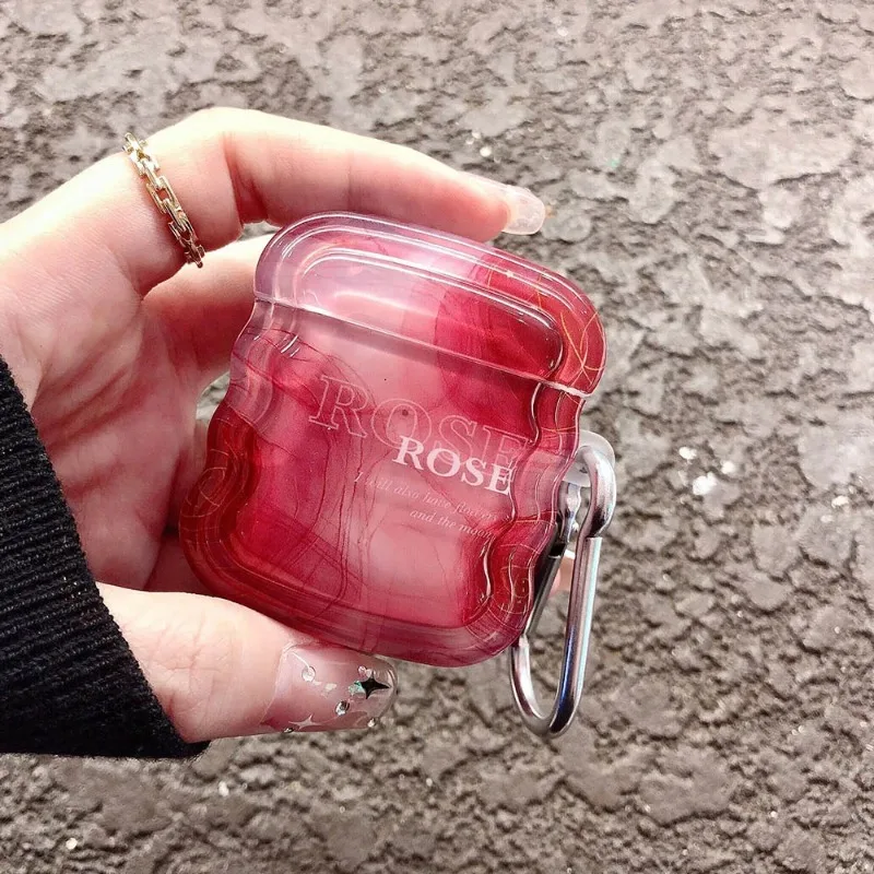 Чехол для наушников INS Halo Dyeing Red Rose для AirPods Pro 2, чехол с волнистым градиентом, фиолетовый, черный, всплеск чернил, чехол для AirPods 1 3, сумка для гарнитуры