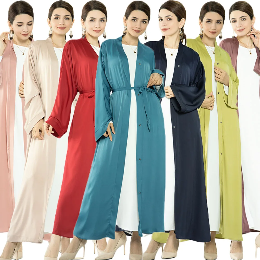 Imagem -02 - Abayas Longo Aberto para Mulheres Quimono Dubai Turquia Cardigan Islam Kaftan Robe Roupa Modest Ramadan Kaftan Ramadan Caftan Eid Dubai