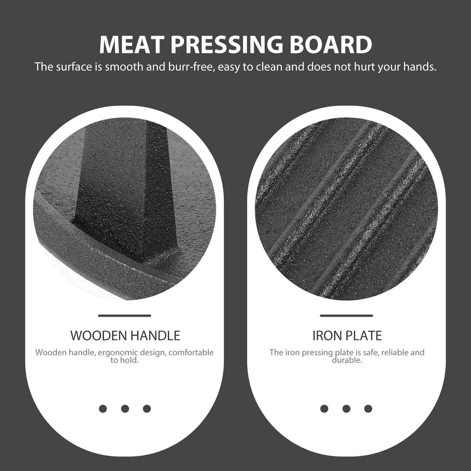 

Iron Meat Press for Cooking Burger Patty Maker Round Edges Smooth Surface Cast Iron Hamburger Frying Pan Griddle Mold Meats
