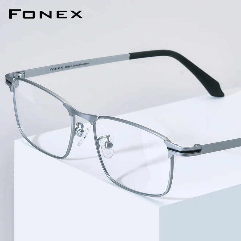 FONEX Titanium Glasses Frame Men Brand Design Square Eyeglasses Japanese Ultralight-Weight High Quality Eyewear 85928