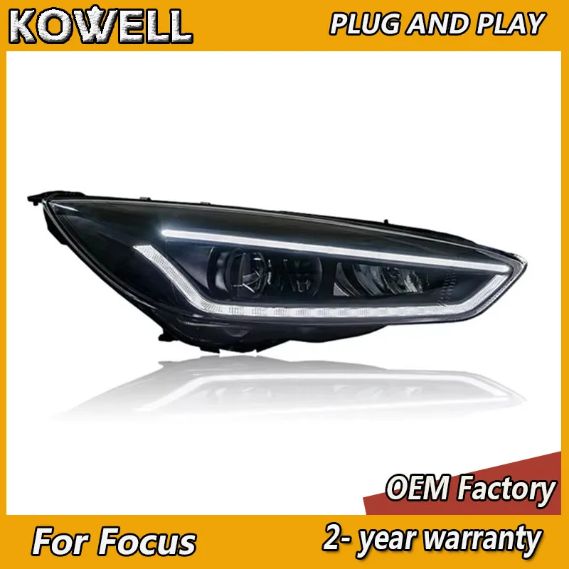 

KOWELL автомобильный Стайлинг для фар Ford Focus 2015-2018 Focus головные фары DRL указатель поворота ближний свет линза проектора