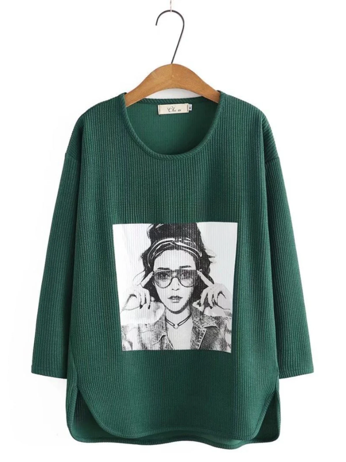 

Plus Size Long Sve round Ne Printed T-irt for Girls plus Size Women's Base irt Korean Sle Loose Fit Casual Polyester Fiber