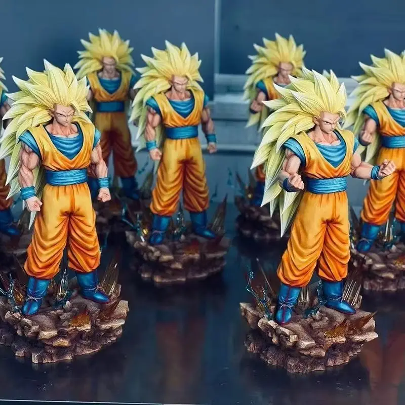 35 см/13,78 дюйма Dragon Ball Z Son Goku Ssj3 Фигурка Светодиодная база Super Saiyan 3 Goku ПВХ Фигурки Коллекция Модель Игрушки Подарки