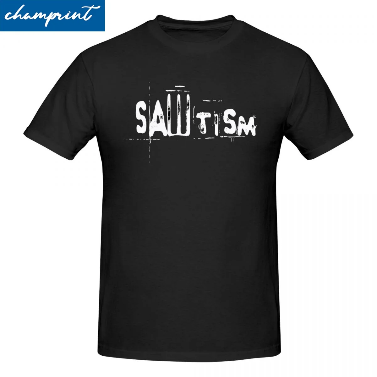 Harajuku Sawtism Saw Movie Autism T-Shirt Men 100%Cotton Short Sleeve Horror Scary Round Neck Summer Top Tee