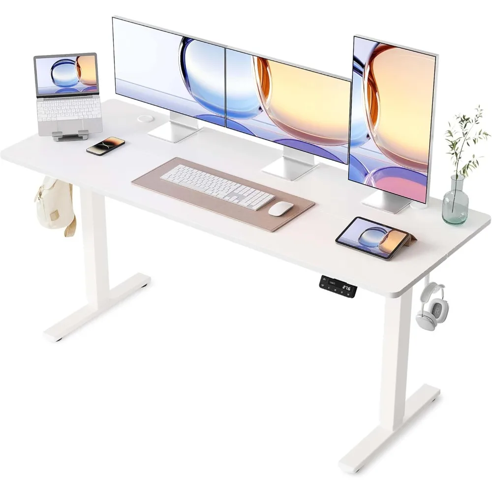 

Electric Standing Desk, 63 x 24 Inches Stand Up Desk with Splice Board, Adjustable Height Desk, Computer Desk for Home Office,